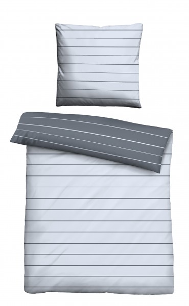 Biberna Mako Satin Bettdeckenbezug Mix &amp; Match blau